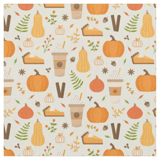 Fun Orange Fall Pattern Stoff (Nahaufnahme)