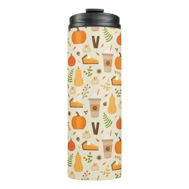Fun Orange Fall Pattern Thermosbecher (Vorderseite)
