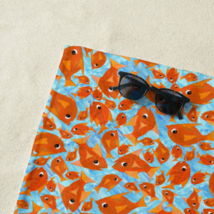 Fun Orange Goldfish Wasser Blue Hintergrund Strandtuch