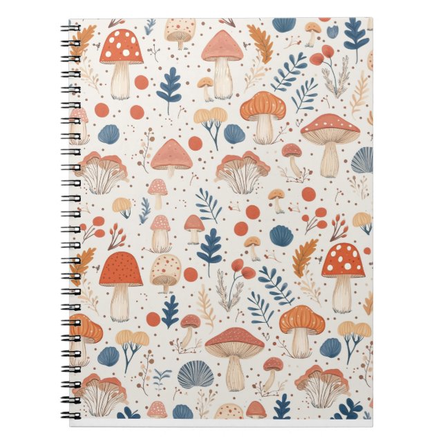 Fun Orange Herbst Pilz Fairy Garden Notebook Notizblock (Vorderseite)
