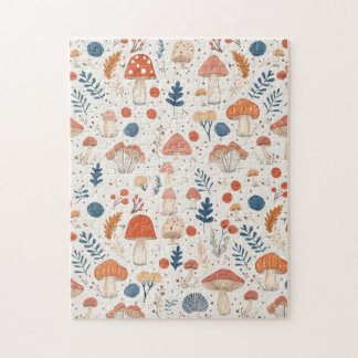Fun Orange Herbst Pilz-Garten Puzzle