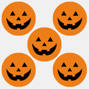 Fun orange Kürbislaterne Kürbisgesicht Halloween Etiketten