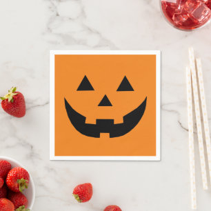 Fun orange Kürbislaterne Kürbisgesicht Halloween Serviette