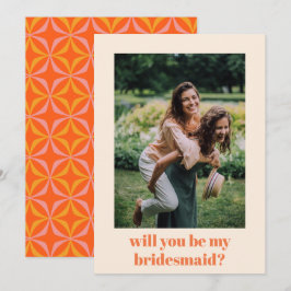 Fun Orange Retro Muster Bridesmaid Vorschlag Mitteilungskarte