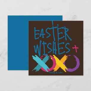 Fun Osterwünsche, Hugs & Kisses   Braun und Blau Feiertagskarte