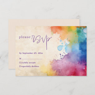 Fun paint splits mariage rsvp carte
