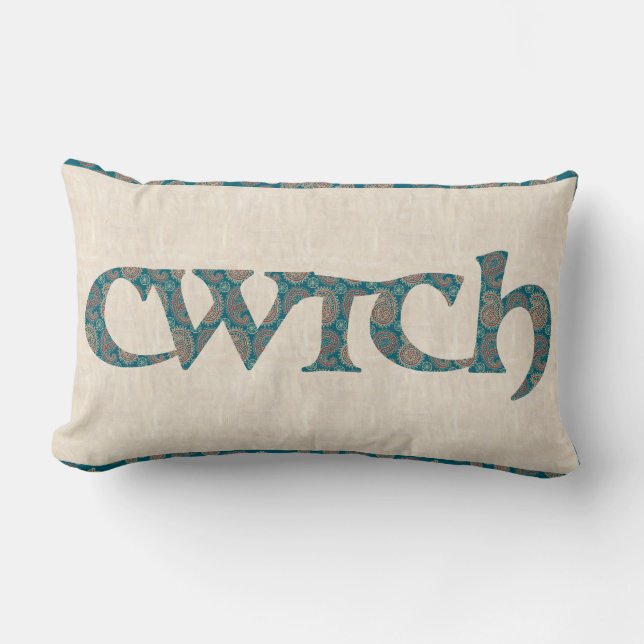 Fun Paisley Lumbar Pillow, walisisches Cwtch Cushi Lendenkissen (Vorderseite)