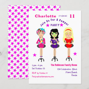 Fun Pamper Party Filles Anniversaire Invitations
