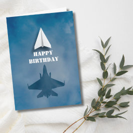 Fun Paper Airplane und Jet Fighter Shadow,Birthday Karte