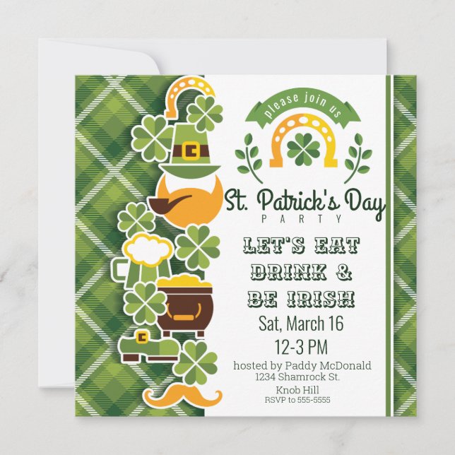 Fun Papercut St. Patrick's Day Leprechauns Beer Einladung (Vorderseite)