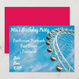 Fun Park Vergnügungspark Teenage Party Einladung