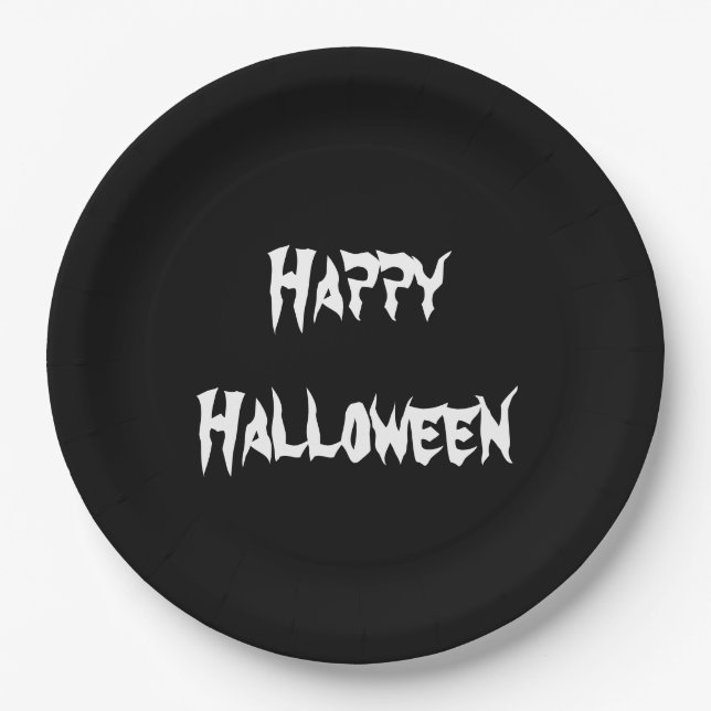Fun Party Black Happy Halloween Papierplatte Pappteller (Vorderseite)