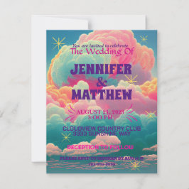 Fun Pastel Cotton Candy Wolken Hochzeit Einladung