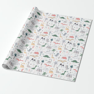 Fun Pastel Dinosaur Scene Pattern Geschenkpapier