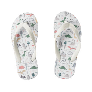 Fun Pastel Dinosaur Scene Pattern Kinderbadesandalen