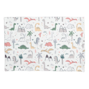 Fun Pastel Dinosaur Scene Pattern Kissenbezug