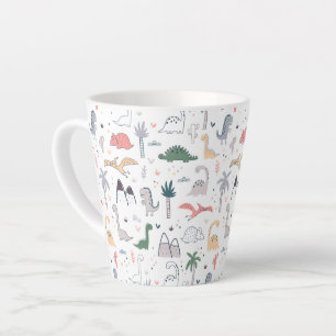 Fun Pastel Dinosaur Scene Pattern Milchtasse