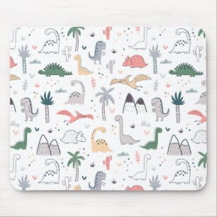Fun Pastel Dinosaur Scene Pattern Mousepad