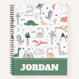 Fun Pastel Dinosaur Scene Pattern Notizbuch