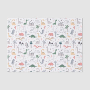 Fun Pastel Dinosaur Scene Pattern Seidenpapier
