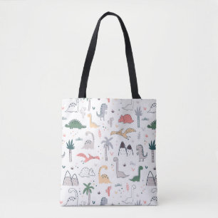Fun Pastel Dinosaur Scene Pattern Tasche