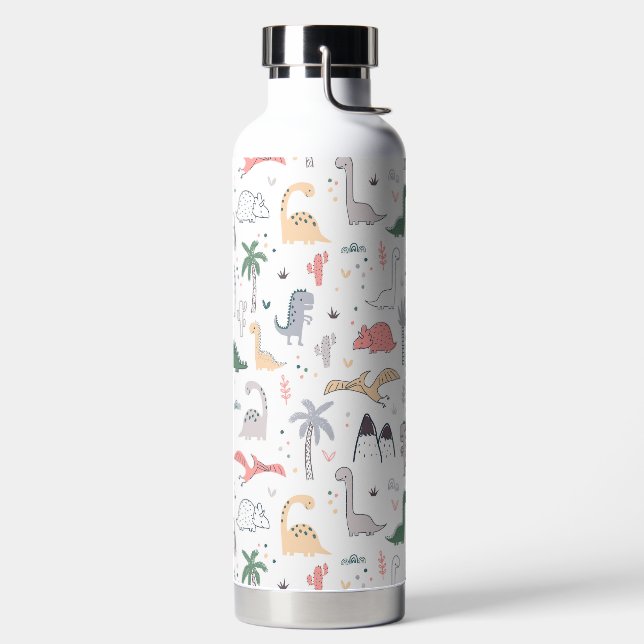 Fun Pastel Dinosaur Scene Pattern Trinkflasche (links)