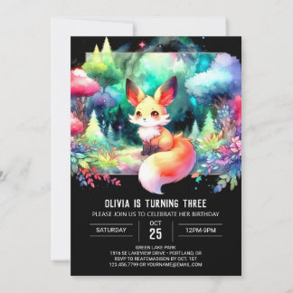 Fun Pastel Fox Geburtstag Einladung