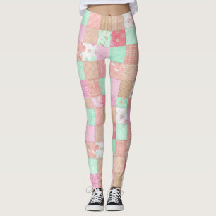 Fun Pastel Vintages Shabby Chic Patchwork Muster Leggings