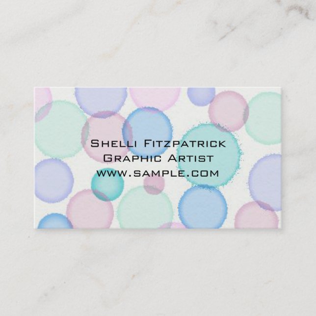 Fun Pastel Watercolor Paint Bubbles Pattern Visitenkarte (Vorderseite)