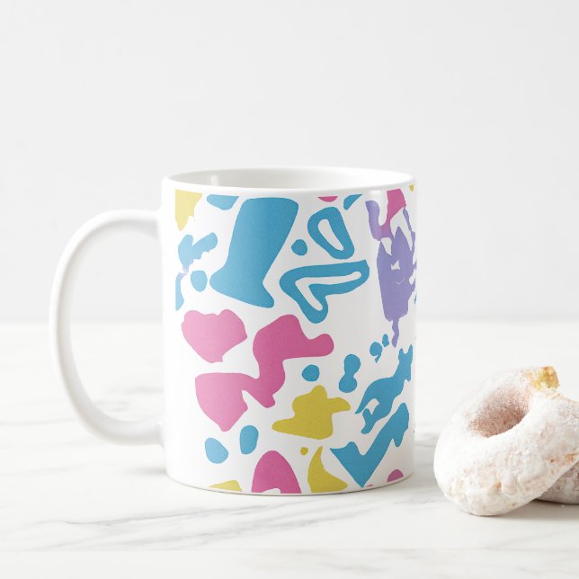 Fun pastellfarbene, lebendige Formen Kaffeetasse (Mit Donut)
