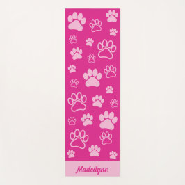 Fun Paw Cursive Monogram Hot Pink und Light Pink Yogamatte