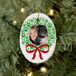 Fun Paw druckt Foto Rahmen Weihnachten Keramik Ornament