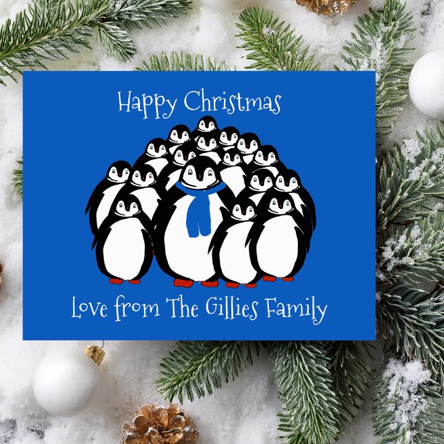 Fun Penguin Familienweihnachtskarte Feiertagspostkarte (Von Creator hochgeladen)