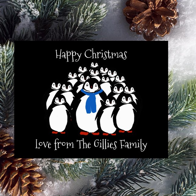 Fun Penguin Familienweihnachtskarte Feiertagspostkarte (Fun festive Christmas postcards❄️❄️❄️)