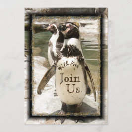 Fun Penguin Foto Zoo Hochzeit Einladungen