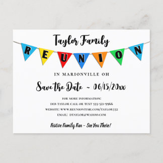 Fun Pennant Family Wiedersehen Save the Date Postk Postkarte