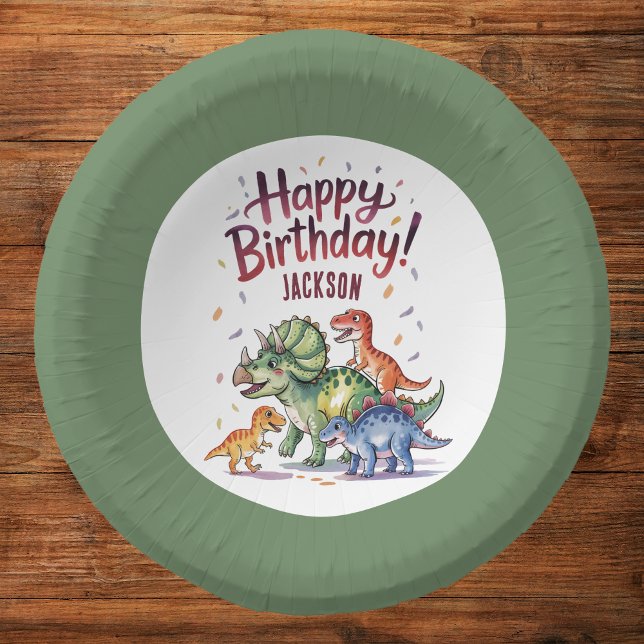 Fun Personalisiert Dinosaur Geburtstag Pappteller (Von Creator hochgeladen)