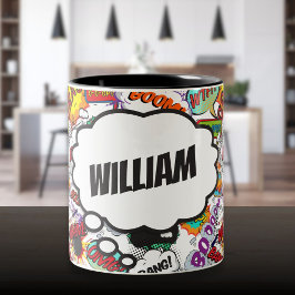 Fun Personalisiert Name Comic Book Zweifarbige Tasse