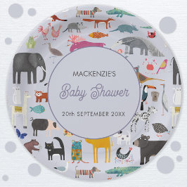 Fun Personalisierte TierBaby-Dusche Pappteller