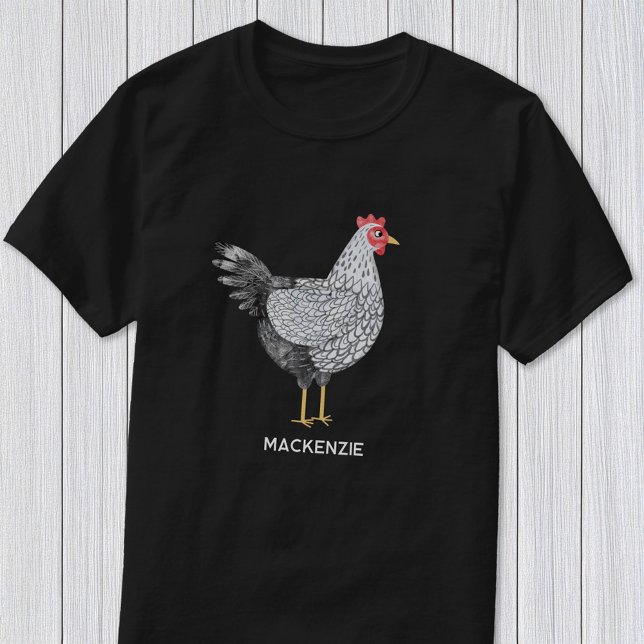 Fun Personalisierte Wasserfarbe Wyandotte Hühnchen T-Shirt (Fun personalized custom name Wyandotte chicken shirt for poultry and bird lovers)