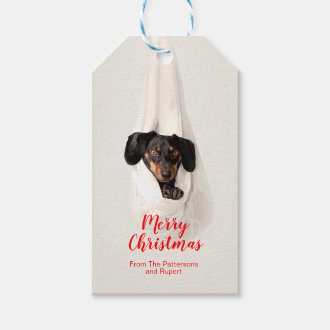 Fun Pet Family Welpe Hund Weihnachten Foto Geschenkanhänger (Vorderseite)