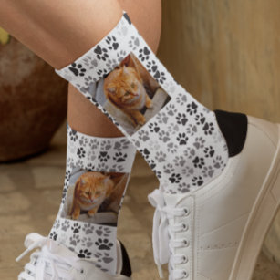 Fun Pet Foto Anpassen Dog Cat Paw Prints Socken