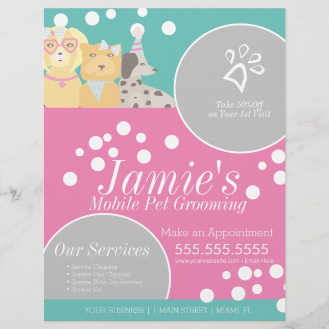 Fun Pet Services Grooming Dog Bubbles Flyer (Vorne)
