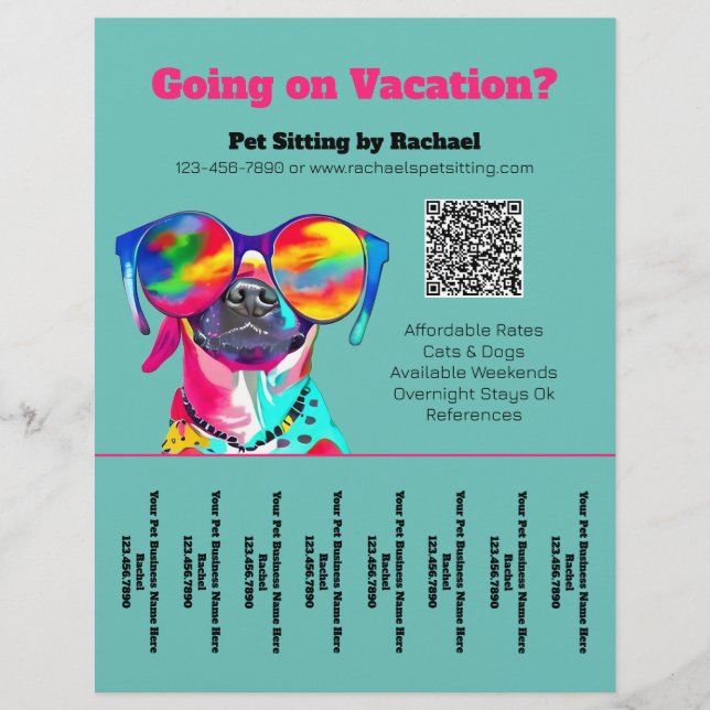 Fun Pet Sitter Dog Walker Business Tee Sheet Flyer (Vorne)
