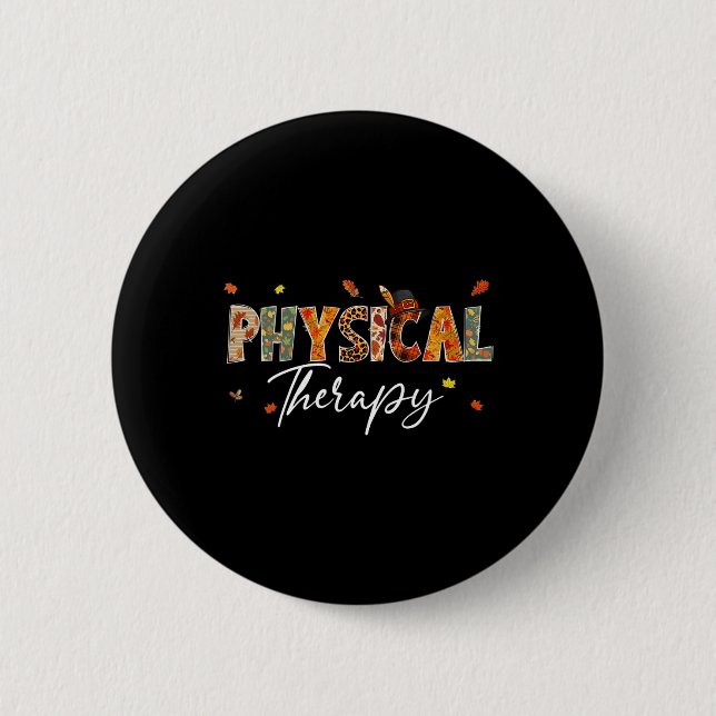 Fun Physical Therapy Pumpkin Autumn Tree Fall Leav Button (Vorderseite)