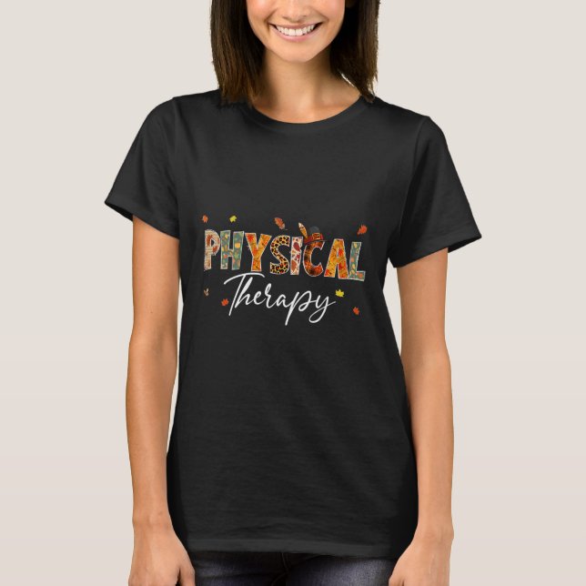 Fun Physical Therapy Pumpkin Autumn Tree Fall Leav T-Shirt (Vorderseite)
