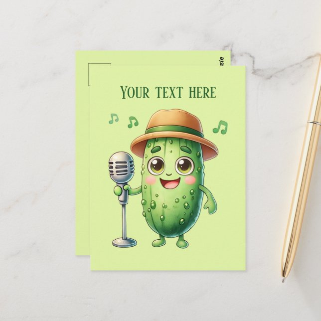 Fun Pickle Liebhaber fügen Text Postkarte (Vorderseite/Rückseite Beispiel)