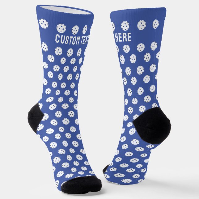 Fun Pickleball Muster Blaue weiße Sportbälle Socken (Gewinkelt)