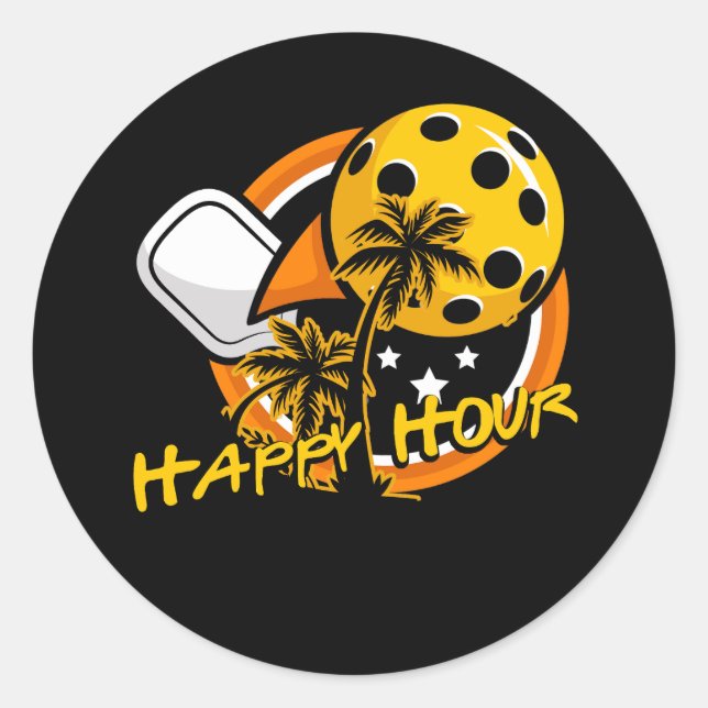 Fun Pickleball Rentirement Happy Hour Huge Pickleb Runder Aufkleber (Vorderseite)