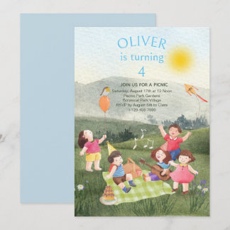 Fun Picnic Birthday Boy Garden Party Einladung